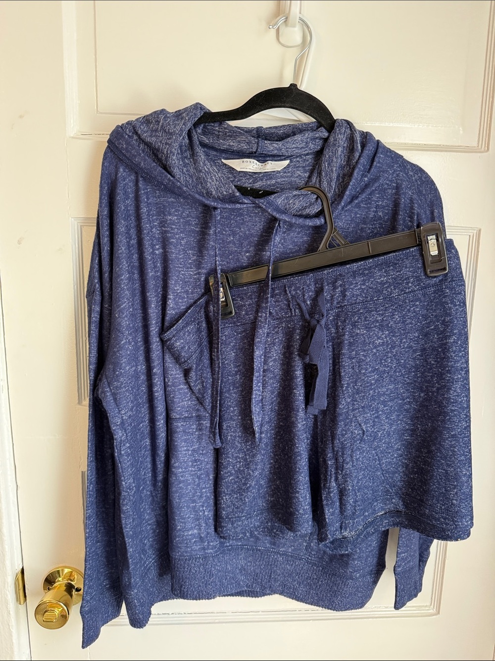 MATCHING SET..  Boxercraft Women's Navy Heather Lounge Hoodie and Shorts set
